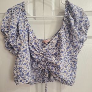 Rabbit Rose Off the Shoulder Floral‎ Crop Top, Size XL